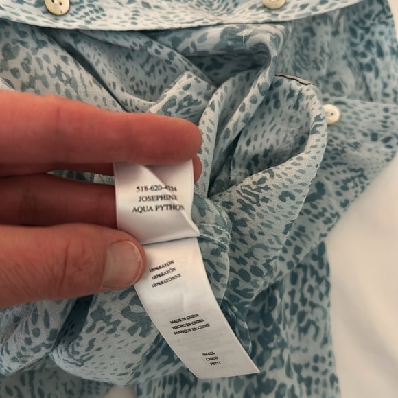 Rails Blue Python Josephine Long Sleeve Button Front Top Small - Picture 11 of 13